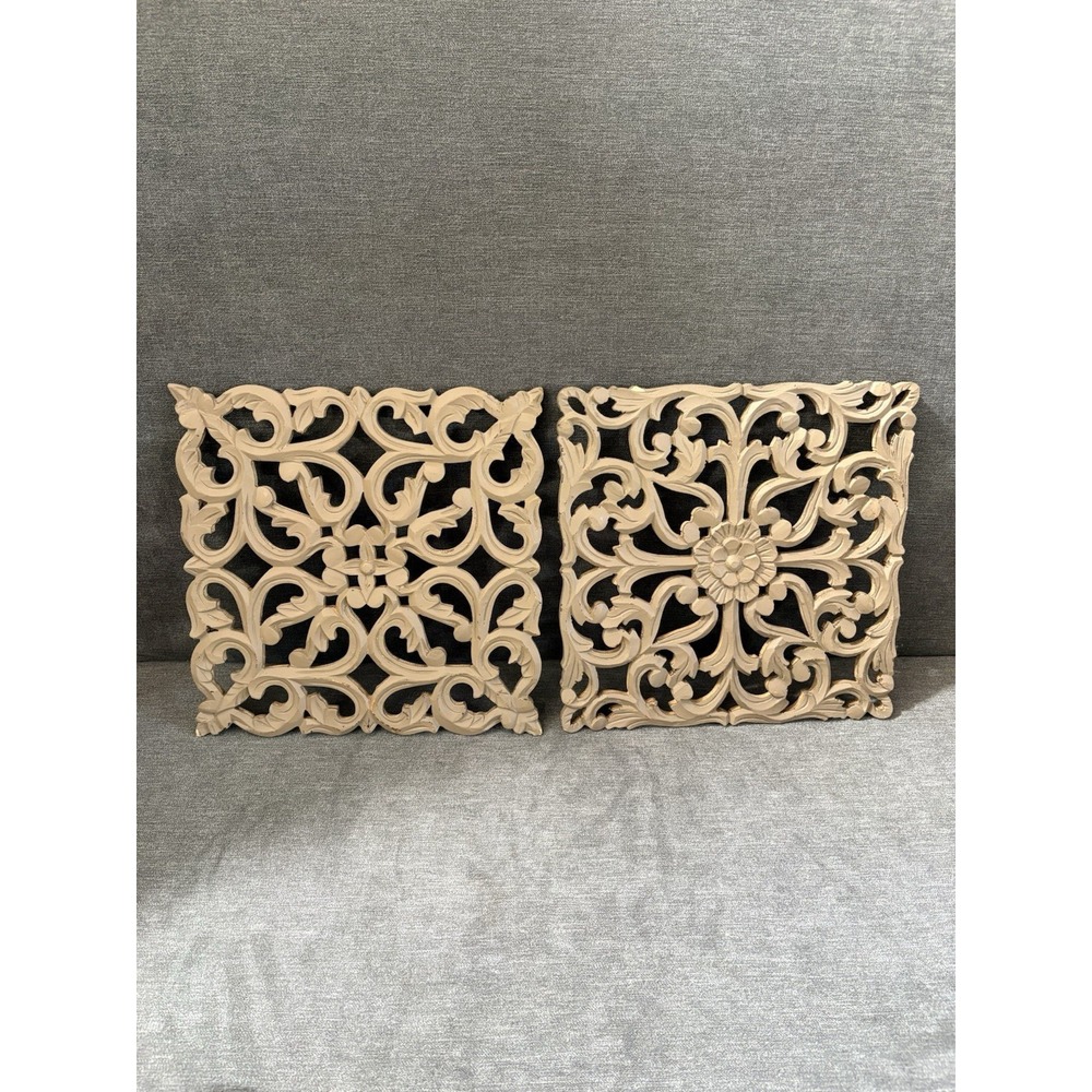 Pair Of Decorative Hanging Wall Art 12 X12 Hooks Are On‎ The Back Brown